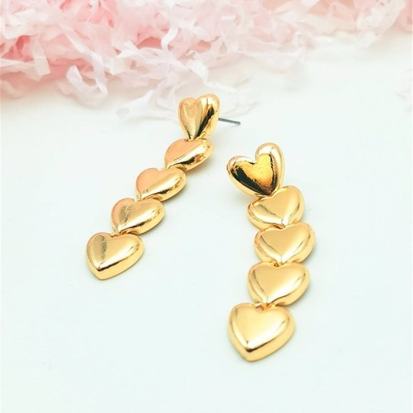 . Jewelry - Gold 1 Pair Boho Womens Heart Shaped Geometric Assembly Earrings